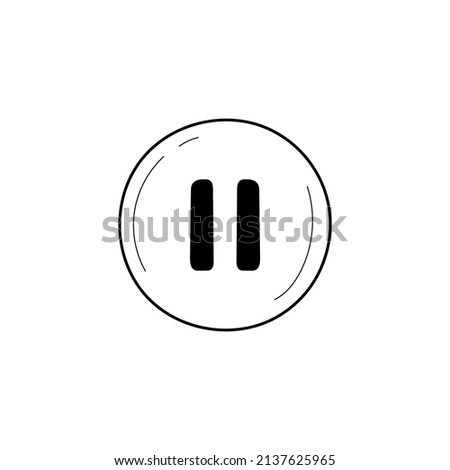 Pause doodle outline icon. Pause isolated button drawing element. Vector illustration