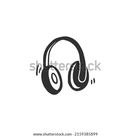 Hand drawn headphone. Doodle sketch style. Drawing line simple earphone icon. Isolated vector illustration.