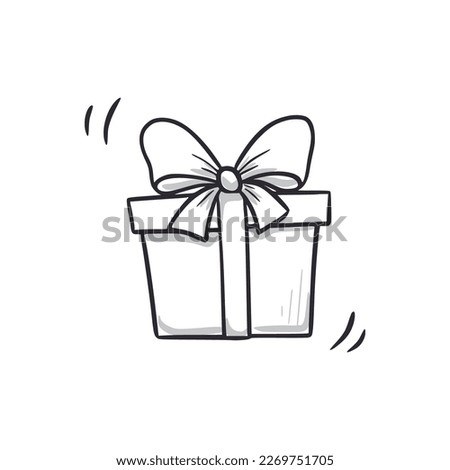 Gift box doodle icon. Present box hand drawn sketch style icon. Gift, surprise doodle drawn concept. Vector illustration.