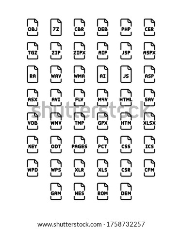 Set of vector file format icons for websites, applications and printed products Photo stock © 