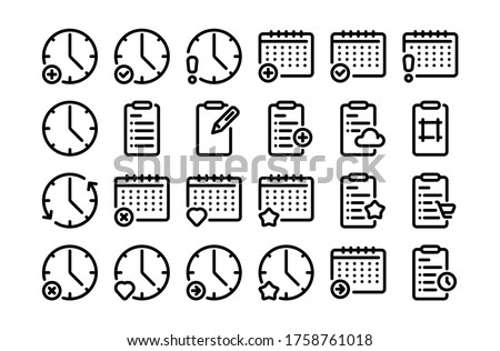 Set of vector time and planning icons for websites, applications and printed products