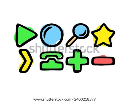 Colored handdrawn vector user interface icons