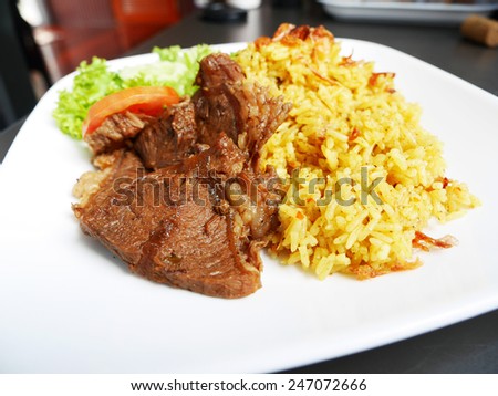 'Khao Mok Nua' Thai Beef Biryani, Halal Beef and Curry Rice