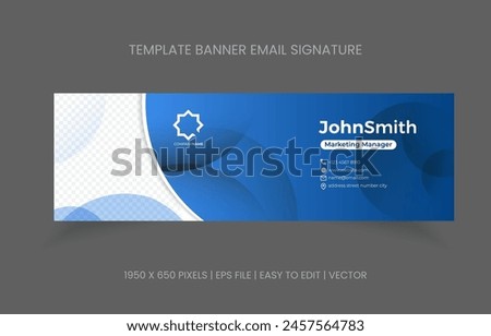 Modern creative email signature design or email footer template, professional corporate business email signature with photo placeholder, fully editable with gradient color, minimal social media cover.