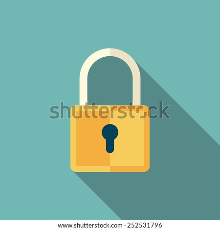 lock icon with long shadow. flat style vector illustration