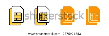 Sim card icon set for web and mobile app. dual sim card sign and symbol