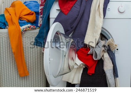 basket and wash machine of dirty laundry