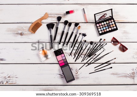 Set of accessories for women. Women\'s cosmetics.
