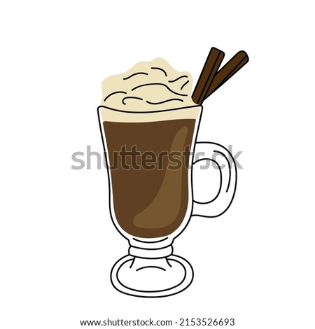 Vector illustration of a hand drawn  mocha coffee isolated on a white background.