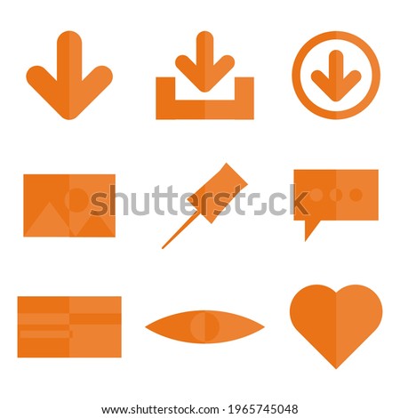 Abstract Orange Basic Icon Vector Design Set