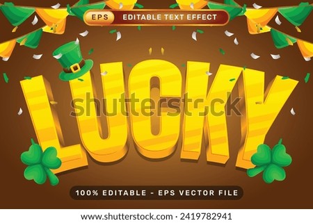 luck st patrick's day 3d text effect and editable text effect whit st patrick's day element