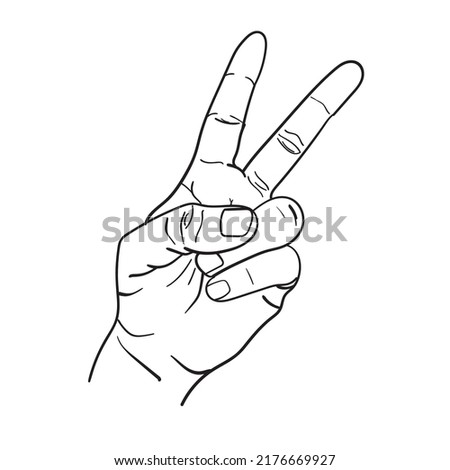 Illustration vector of hand pose, various symbols of the shape of the hand. Communicate or talk with emoji for messenger. Cartoon human palms and wrist vector set. two finger hand gesture