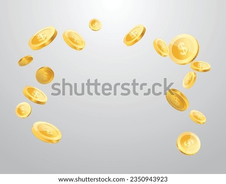 Dollar sign currency realistic gold coin floating, money sign vector illustration