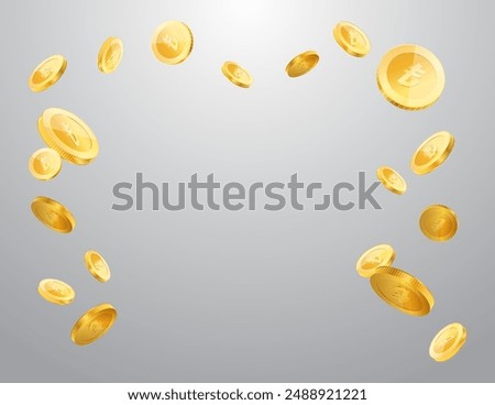 Turkish Lira currency realistic gold coin floating, money sign vector illustration