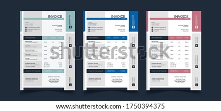Invoice bill form business invoice accounting. Invoice Template Paper Sheet For Listing,Pricing, Accounting, Tax and Quantity. Finance Document Vector Illustration.
