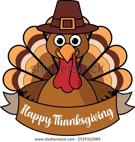 Happy thanksgiving day greeting card. a turkey with a turkey on the front. 