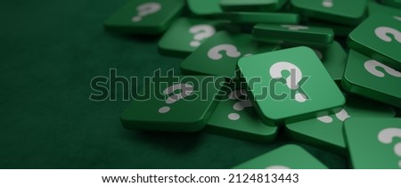 Similar – Image, Stock Photo Green question mark on blue background. Abstract 3d model, mock-up of interrogation point. Asking for important  information, solution, answer concept.