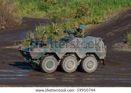 SHIZUOKA, JAPAN - AUGUST 28: Japanese Self Defense Force Type 87 Reconnaissance and Warning Vehicle during the Fire Power display near Mount Fuji August 28 2010 in Shizuoka, Japan.
