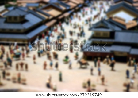Historical 'Oedo Period' of Japan, bustling busy streets. (Blur style image)