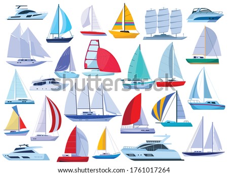 Sail yacht vector cartoon set icon. Vector illustration sailboat on white background. Isolated cartoon set icon sail yacht.