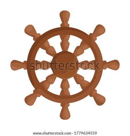 Ship wheel cartoon vector of icon.Cartoon vector icon helm of ship. Isolated illustration of wheel boat on white background.