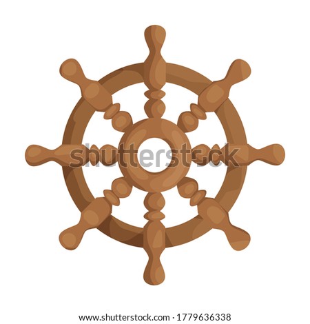 Ship wheel cartoon vector of icon.Cartoon vector icon helm of ship. Isolated illustration of wheel boat on white background.