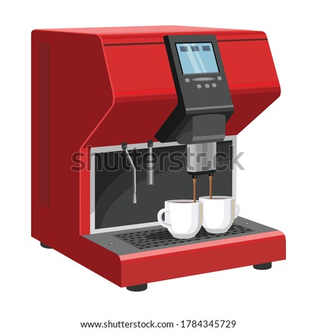 Coffee machine vector cartoon icon.Isolated illustration cartoon icon maker espresso. Vector illustration coffee machine on white background.