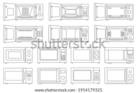 Microwave vector outline set icon.Isolated outline set icon microwave. Vector illustration oven on white background.