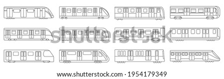 Subway train vector illustration on white background .Set outline icon transport metro.Vector illustration set icon subway train.