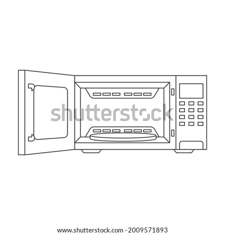 Microwave vector outline icon. Vector illustration oven kitchen on white background. Isolated outline illustration icon of microwave .
