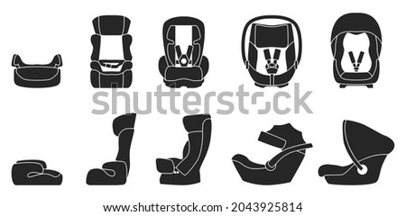 Baby car seat vector black set icon. Vector illustration safety chair on white background. Isolated black set icon baby car seat. Stock foto © 