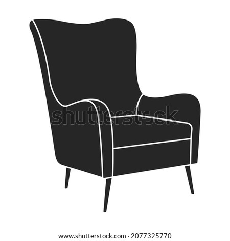 Home armchair vector black icon. Vector illustration comfortable chair on white background. Isolated illustration black icon home armchair.