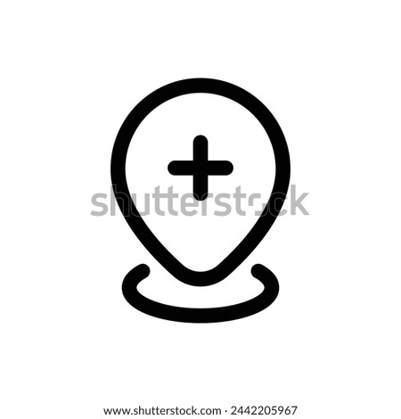 Add Location icon in trendy outline style isolated on white background. Add Location silhouette symbol for your website design, logo, app, UI. Vector illustration, EPS10.