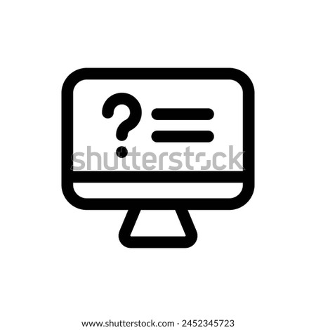 Simple Computer with Question Mark icon. The icon can be used for websites, print templates, presentation templates, illustrations, etc