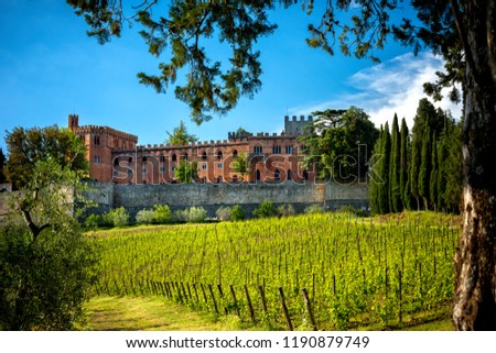 Castles and vineyards of Tuscany, Chianti wine region of Italy Foto d'archivio © 