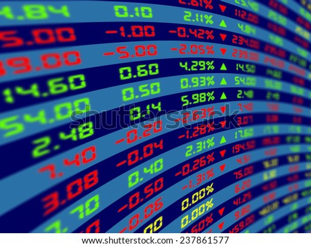 a large display of daily stock market price and quotation