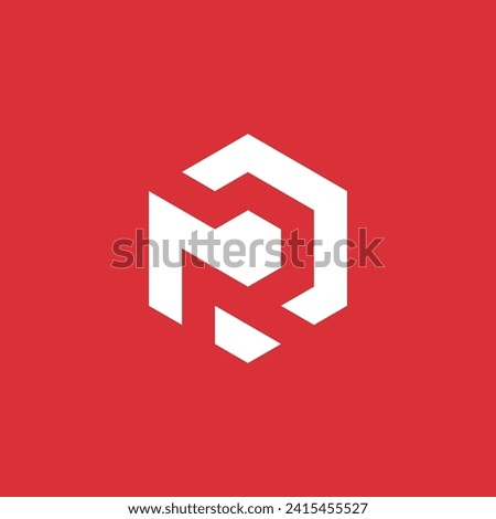 Hexagon letter R vector logo design template