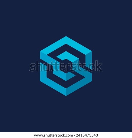 hexagon cube letter s vector logo design template