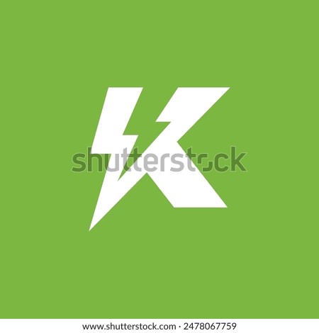 lightning flash initial letter k logo vector design template