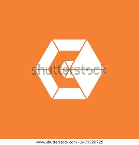 Negative Space Hexagon Letter C logo design vector template