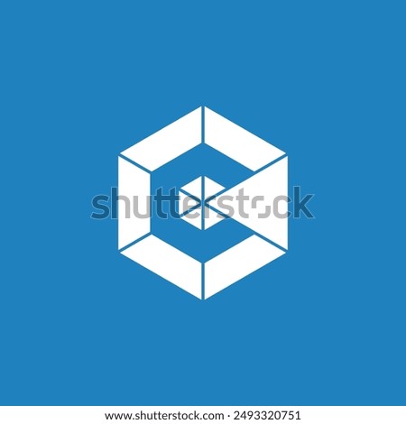 Negative Space Hexagon Letter C logo design vector template