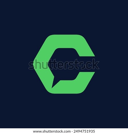 Hexagon Letter C Chat Logo design vector template