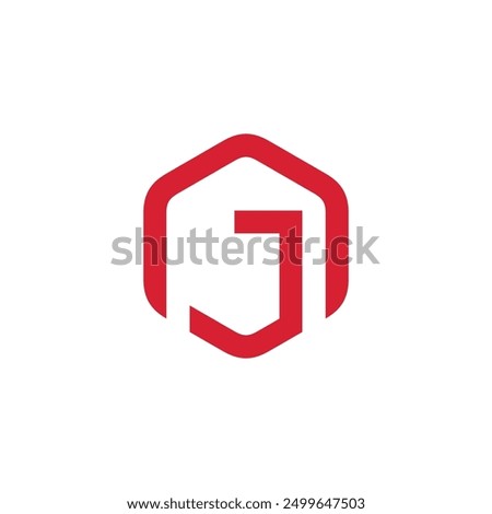 Hexagon Letter J Logo design vector template