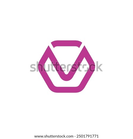 Hexagon Letter V logo design vector template