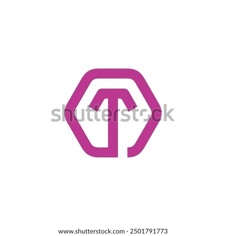 Hexagon Letter T logo design vector template