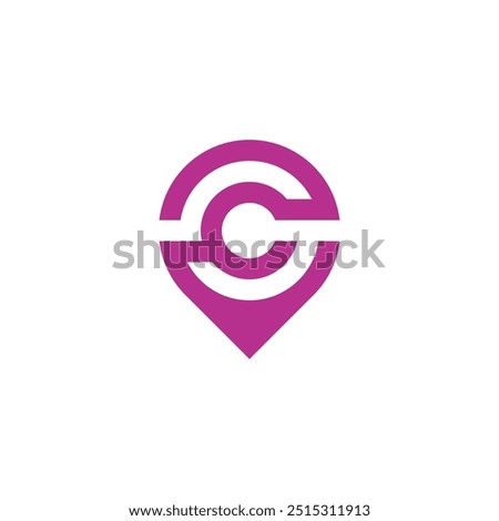 Pin Location Letter C logo design vector template