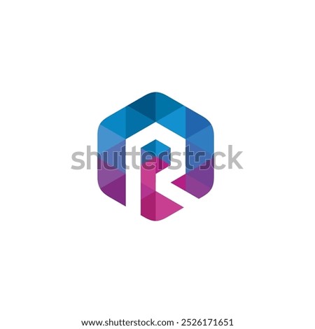 Hexagon Letter R Logo design vector template