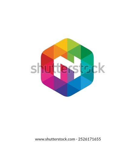 Hexagon Letter N Logo design vector template