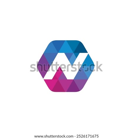 Hexagon Letter N Logo design vector template