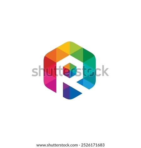 Hexagon Letter R Logo design vector template